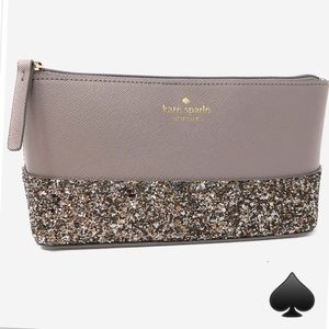 Kate ♠️ Greta Court Glitter Make up Bag Gray